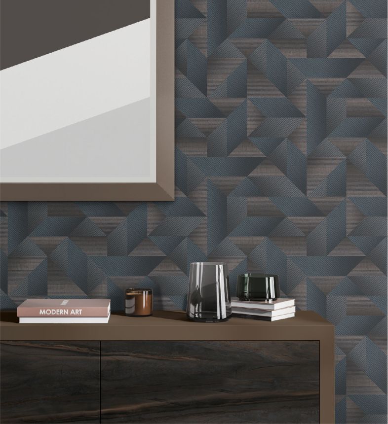 Braun-schwarze geometrische 3D-Tapete, TP422978, Exclusive Threads, Design ID
